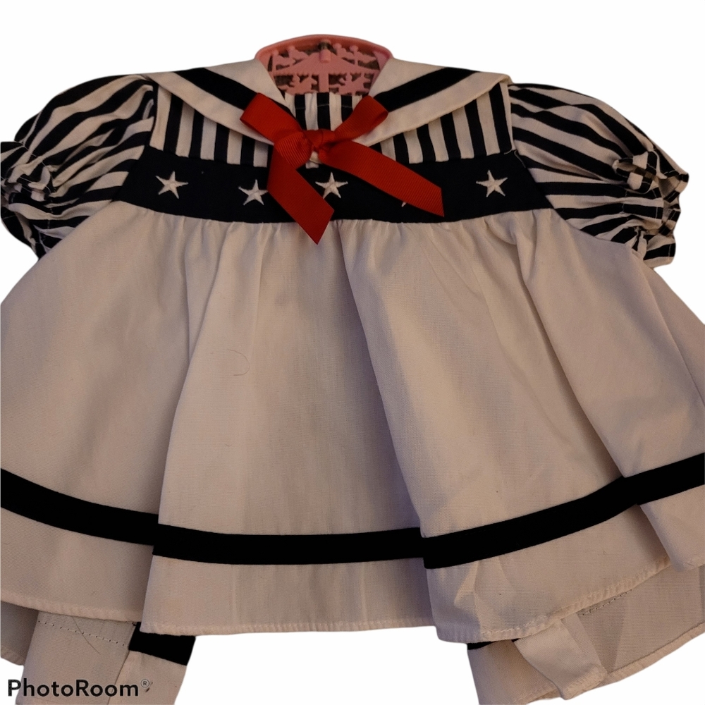 EUC Baby Toys Sailor Dress 3-6M Bow Stars Bloomers - Picture 3 of 10